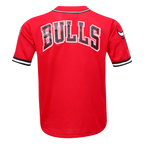 NBA CHICAGO BULLS LOGO MEN'S MESH BUTTON DOWN JERSEY (RED)