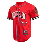 NBA CHICAGO BULLS LOGO MEN'S MESH BUTTON DOWN JERSEY (RED)