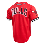 NBA CHICAGO BULLS LOGO MEN'S MESH BUTTON DOWN JERSEY (RED)