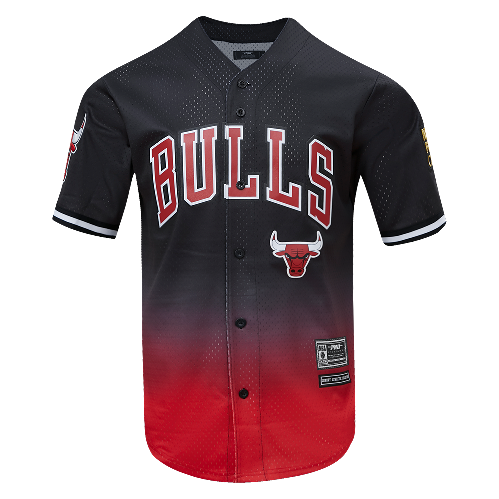 NBA CHICAGO BULLS MESH CHEMISE BOUTONNÉE D'ÉQUIPE POUR HOMME (NOIR/ROUGE)