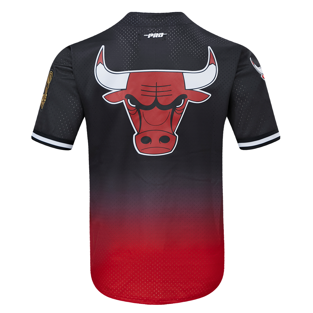 NBA CHICAGO BULLS TEAM MEN'S MESH BUTTON DOWN JERSEY (BLACK/RED)