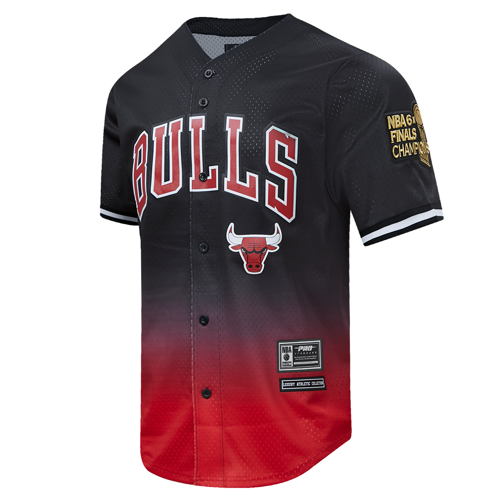 NBA CHICAGO BULLS TEAM MEN'S MESH BUTTON DOWN JERSEY (BLACK/RED)
