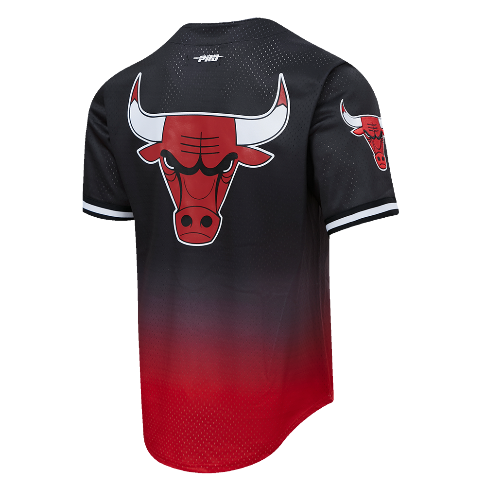 NBA CHICAGO BULLS TEAM MEN'S MESH BUTTON DOWN JERSEY (BLACK/RED)
