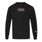 NBA CHICAGO BULLS WINGSPAN MEN'S DROP SHOULDER LS TEE (BLACK)