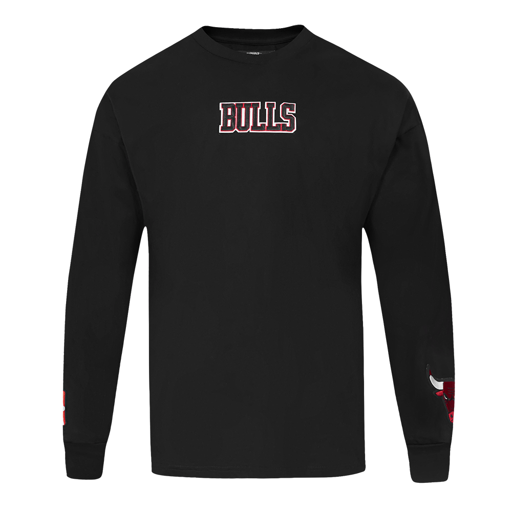NBA CHICAGO BULLS WINGSPAN MEN'S DROP SHOULDER LS TEE (BLACK)