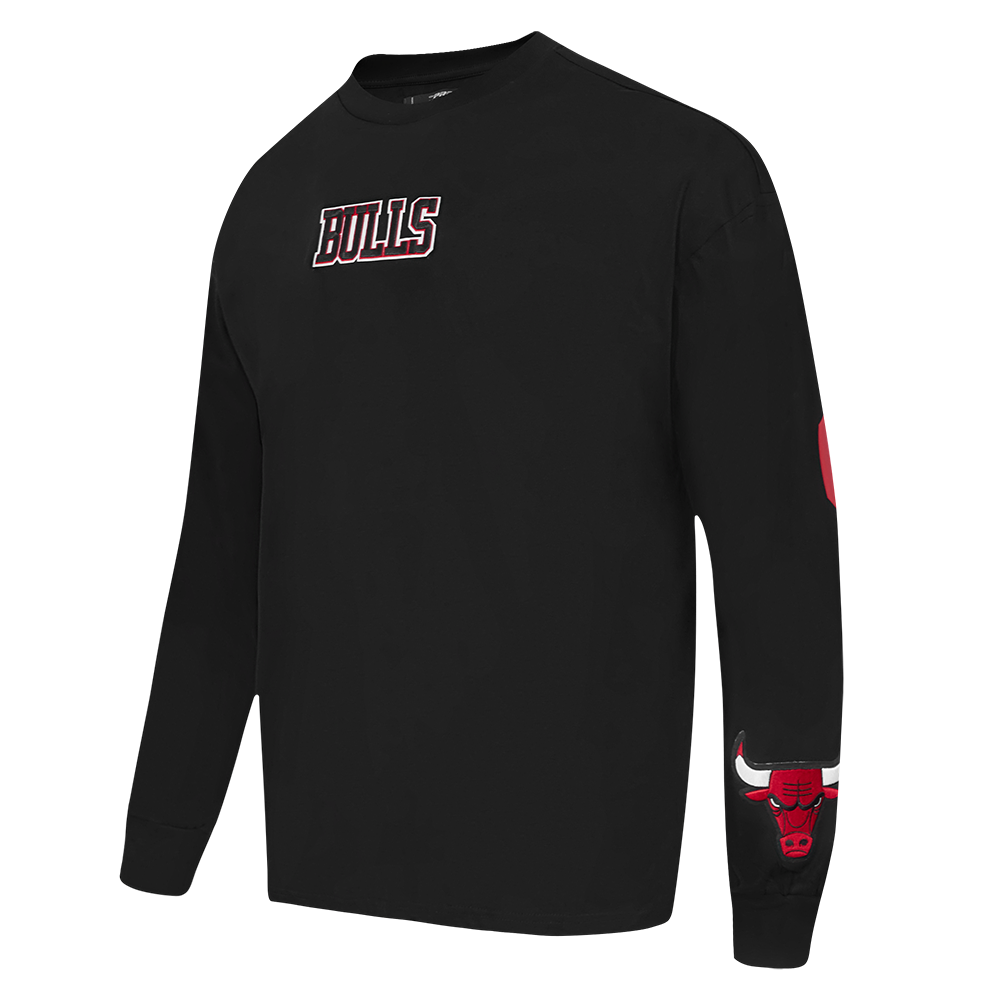 NBA CHICAGO BULLS WINGSPAN MEN'S DROP SHOULDER LS TEE (BLACK)