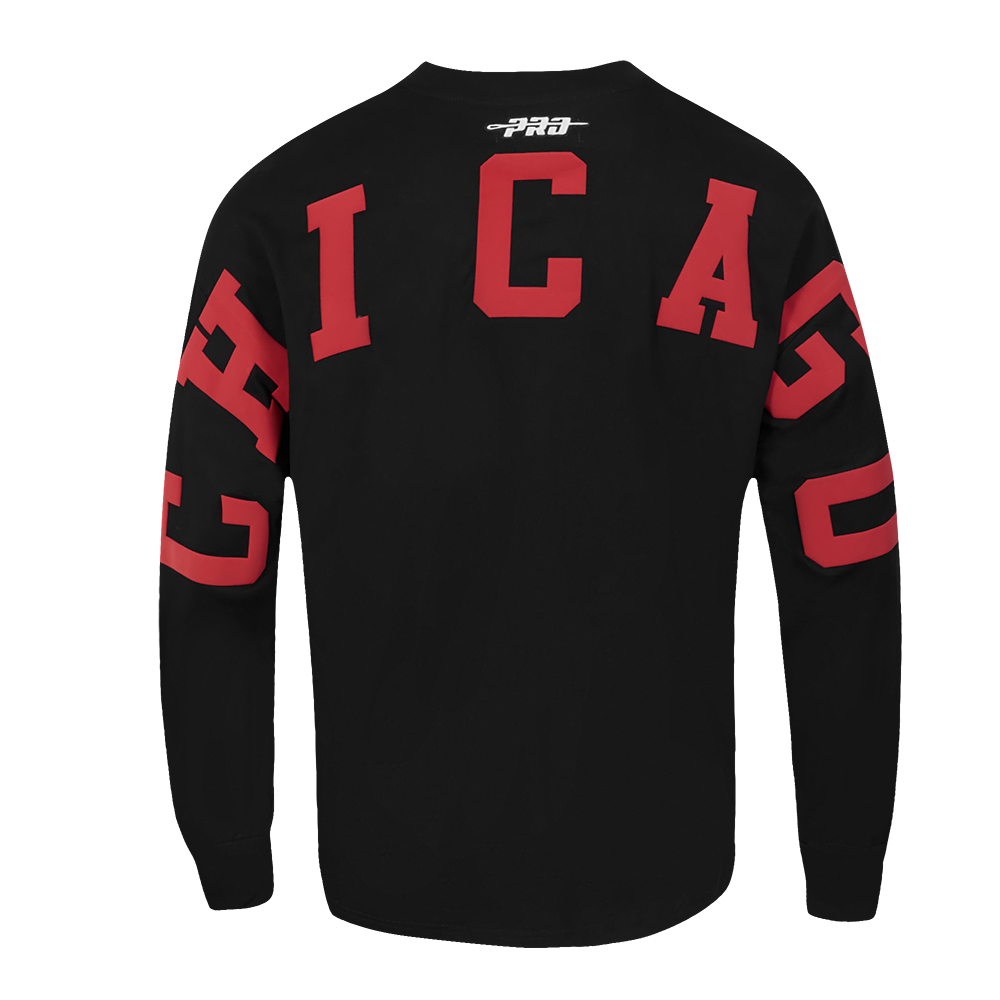 NBA CHICAGO BULLS WINGSPAN MEN'S DROP SHOULDER LS TEE (BLACK)