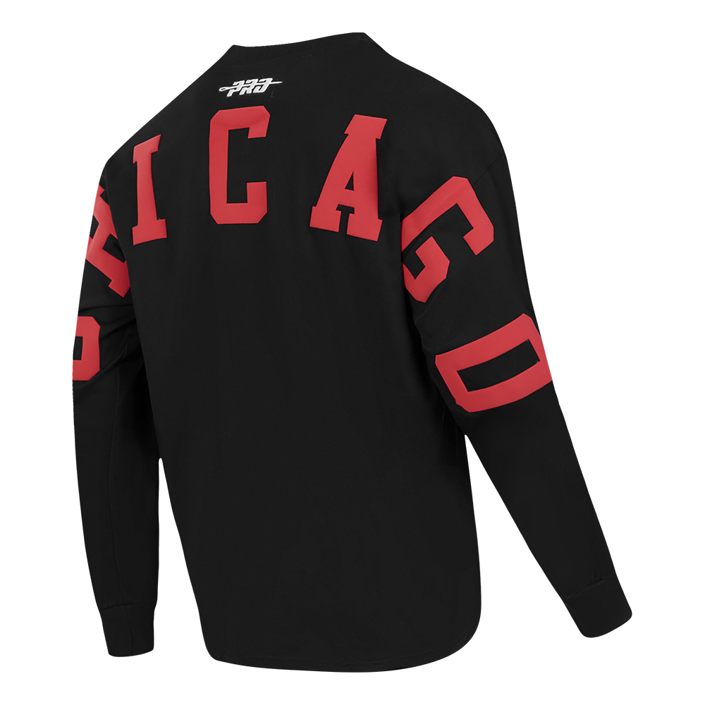 NBA CHICAGO BULLS WINGSPAN MEN'S DROP SHOULDER LS TEE (BLACK)