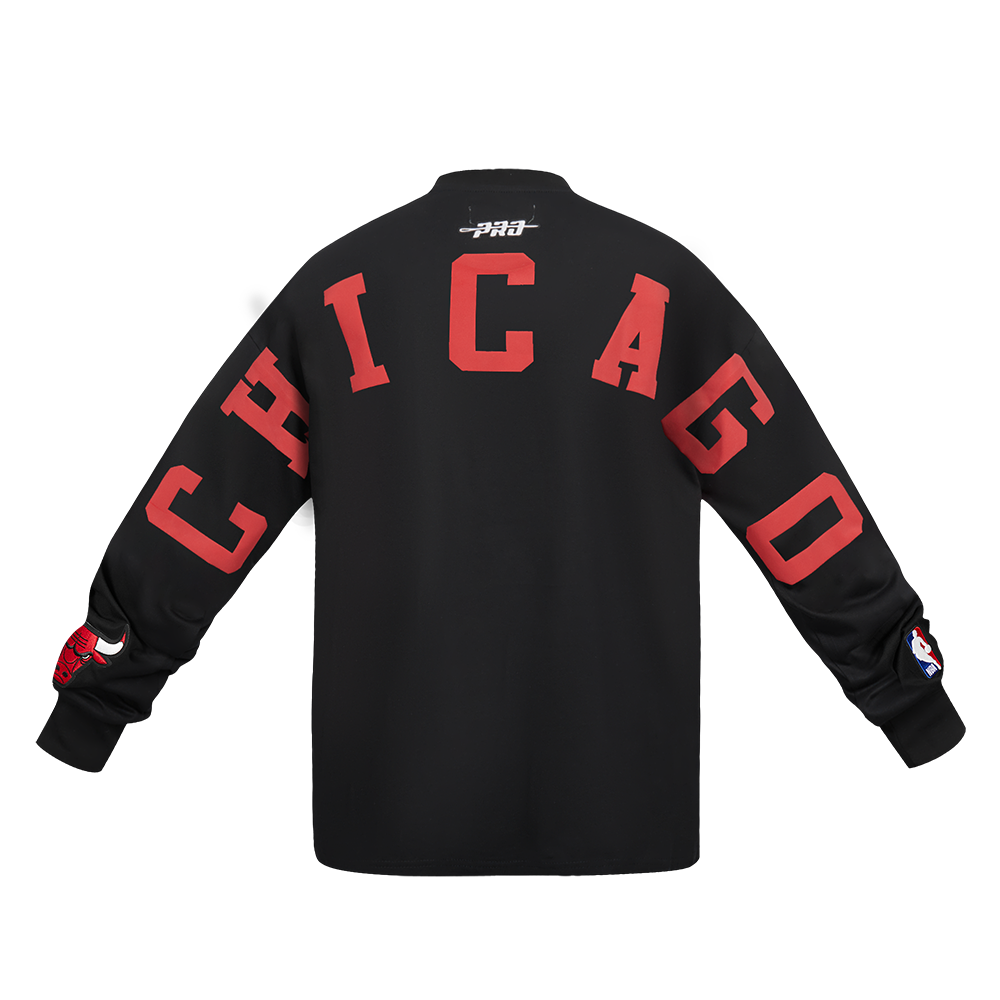 NBA CHICAGO BULLS WINGSPAN MEN'S DROP SHOULDER LS TEE (BLACK)
