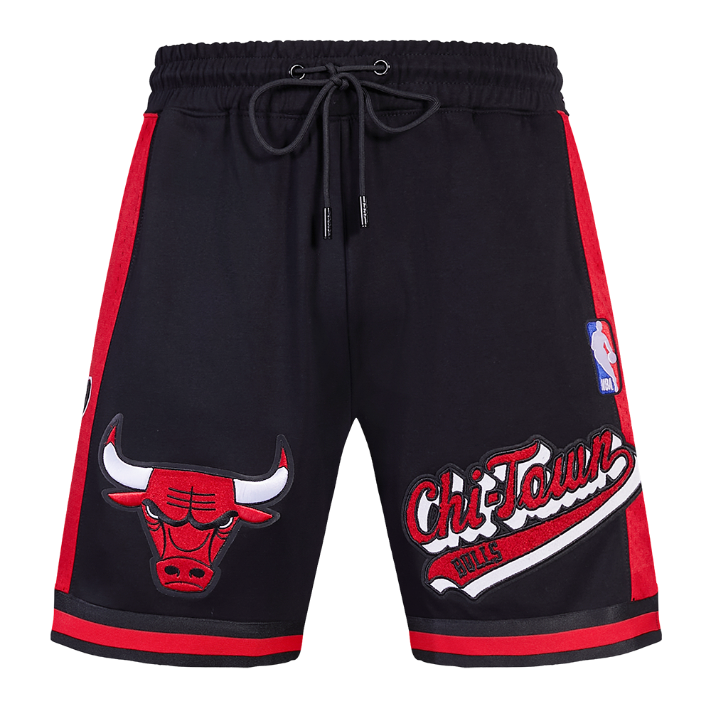 NBA CHICAGO BULLS SCRIPT TAIL MEN'S DOUBLE KNIT 2.0 SHORT (BLACK/RED)
