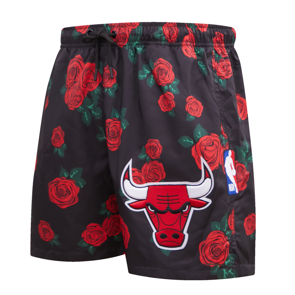 NBA CHICAGO BULLS ROSES SHORT TISSÉ À IMPRIMÉ INTÉGRAL POUR HOMME (NOIR/ROUGE)
