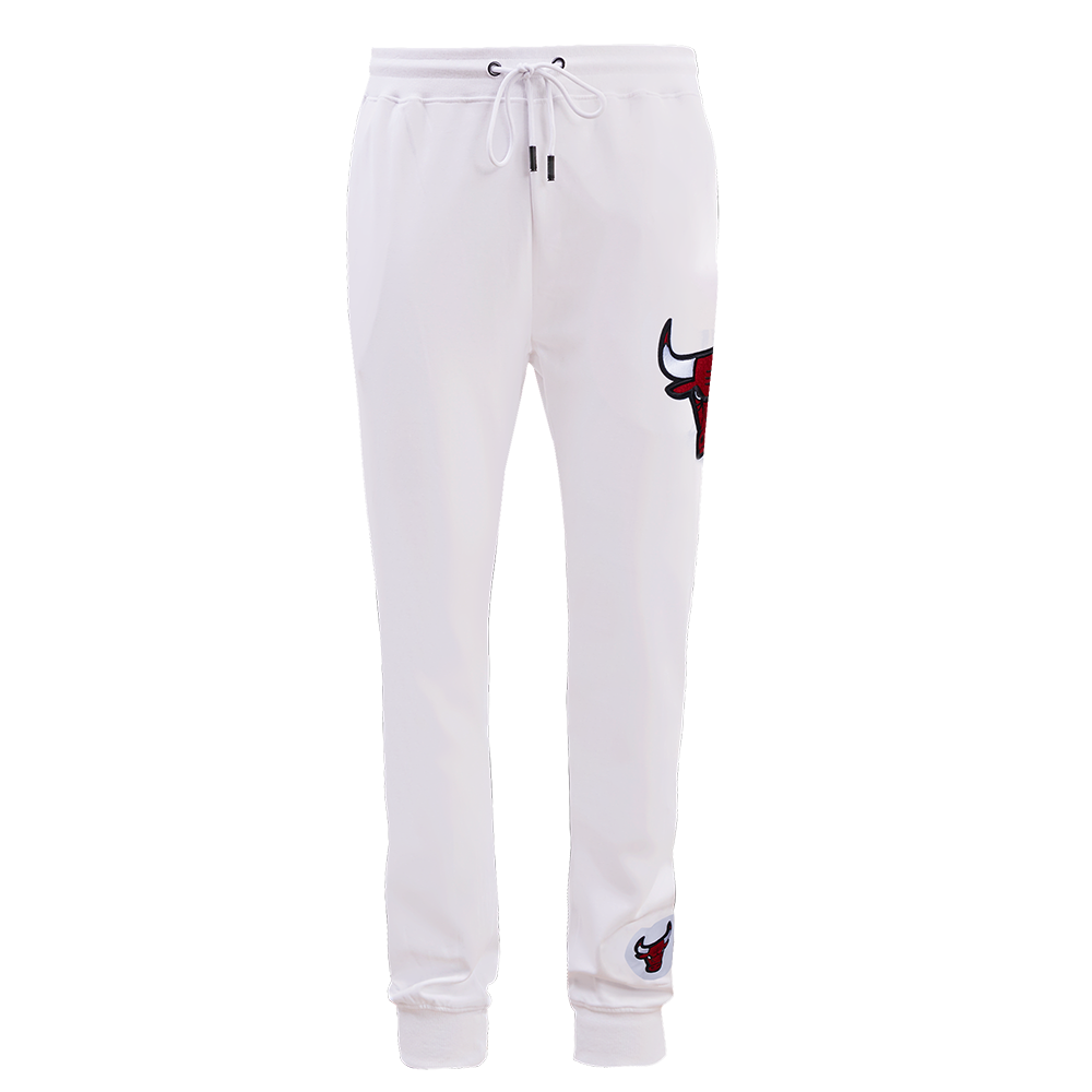 NBA CHICAGO BULLS CLASSIC CHENILLE PANTALON JOGGER POUR HOMME (BLANC)