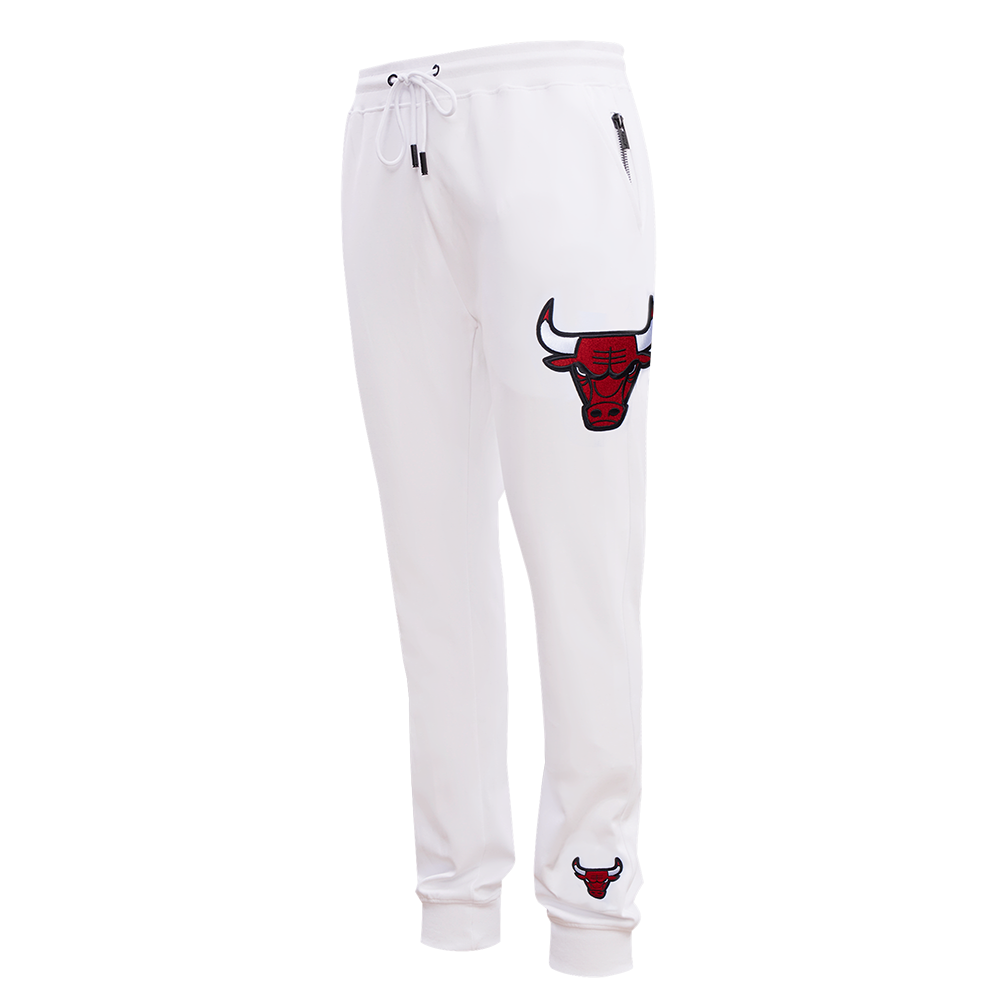 NBA CHICAGO BULLS CLASSIC CHENILLE PANTALON JOGGER POUR HOMME (BLANC)