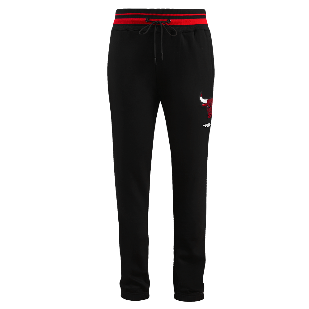 NBA CHICAGO BULLS SCRIPT TAIL MEN'S RIB FLEECE SWEATPANT (BLACK/RED/BLACK)