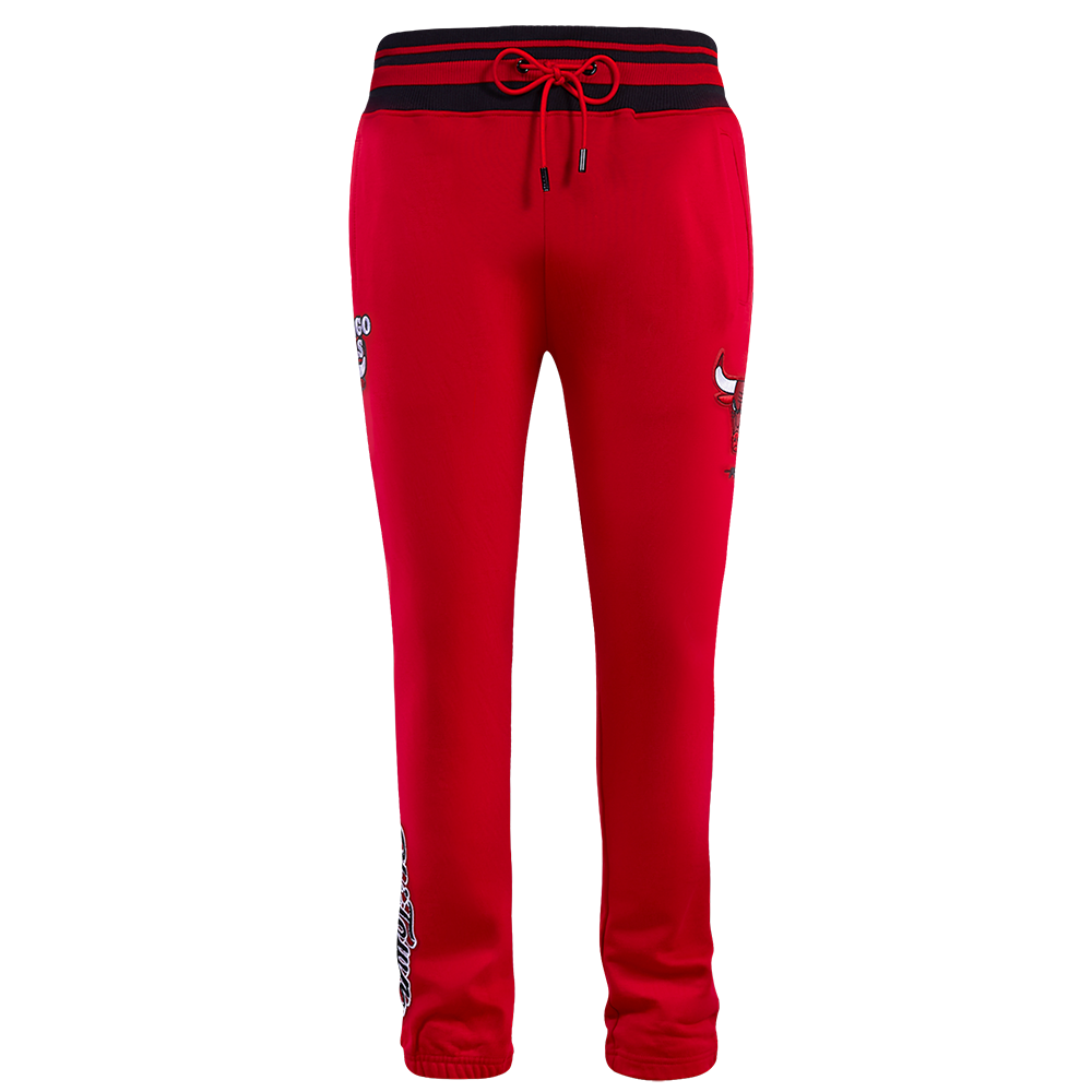 NBA CHICAGO BULLS SCRIPT TAIL PANTALON OUATÉ EN MOLLETON CÔTELÉ POUR HOMME (ROUGE/NOIR)