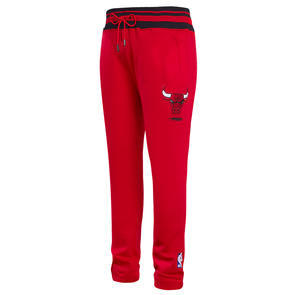 NBA CHICAGO BULLS SCRIPT TAIL PANTALON OUATÉ EN MOLLETON CÔTELÉ POUR HOMME (ROUGE/NOIR)