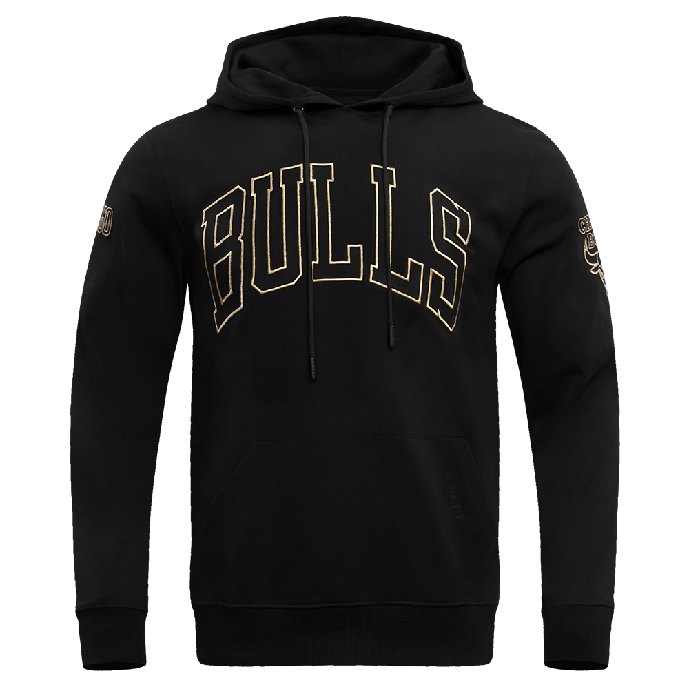 NBA CHICAGO BULLS CHANDAIL À CAPUCHON NOIR ET OR EN MAILLE DOUBLE POUR HOMME (NOIR)