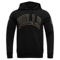 NBA CHICAGO BULLS CHANDAIL À CAPUCHON NOIR ET OR EN MAILLE DOUBLE POUR HOMME (NOIR)