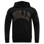 NBA CHICAGO BULLS CHANDAIL À CAPUCHON NOIR ET OR EN MAILLE DOUBLE POUR HOMME (NOIR)