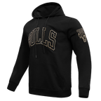 NBA CHICAGO BULLS CHANDAIL À CAPUCHON NOIR ET OR EN MAILLE DOUBLE POUR HOMME (NOIR)