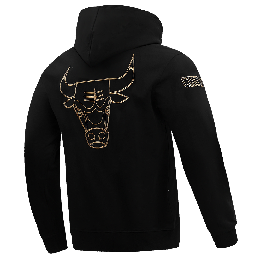 NBA CHICAGO BULLS CHANDAIL À CAPUCHON NOIR ET OR EN MAILLE DOUBLE POUR HOMME (NOIR)