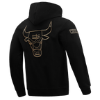 NBA CHICAGO BULLS CHANDAIL À CAPUCHON NOIR ET OR EN MAILLE DOUBLE POUR HOMME (NOIR)