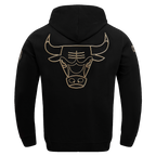 NBA CHICAGO BULLS CHANDAIL À CAPUCHON NOIR ET OR EN MAILLE DOUBLE POUR HOMME (NOIR)
