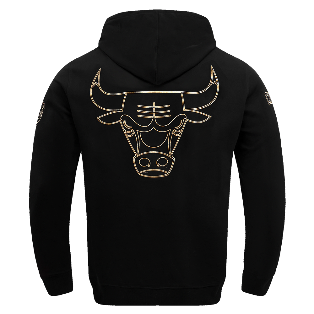 NBA CHICAGO BULLS CHANDAIL À CAPUCHON NOIR ET OR EN MAILLE DOUBLE POUR HOMME (NOIR)