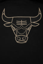NBA CHICAGO BULLS CHANDAIL À CAPUCHON NOIR ET OR EN MAILLE DOUBLE POUR HOMME (NOIR)