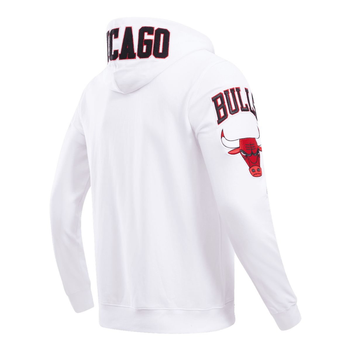 NBA CHICAGO BULLS CLASSIC CHENILLE MEN'S PULLOVER HOODIE (WHITE)