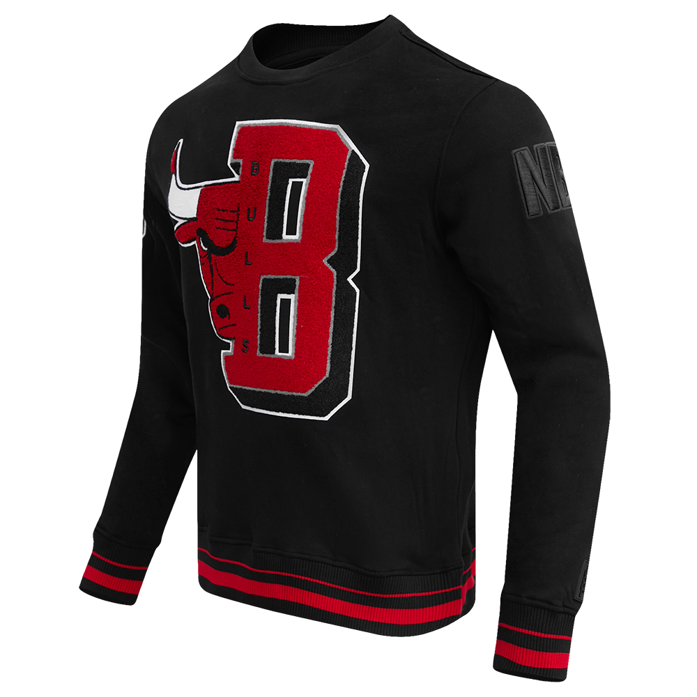 NBA CHICAGO BULLS MASHUP MEN'S RIB CREWNECK (BLACK/RED/BLACK)