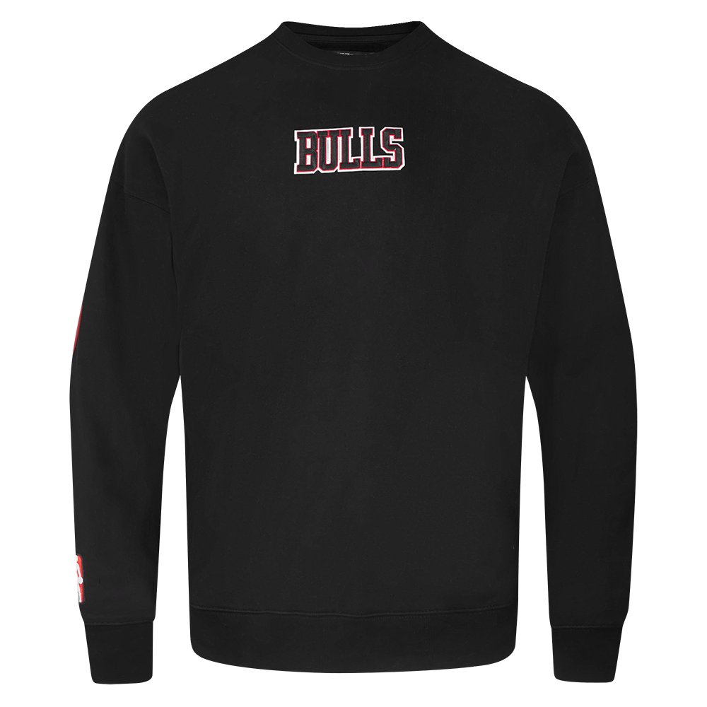 NBA CHICAGO BULLS WINGSPAN MEN'S DROP SHOULDER FLEECE CREWNECK (BLACK)