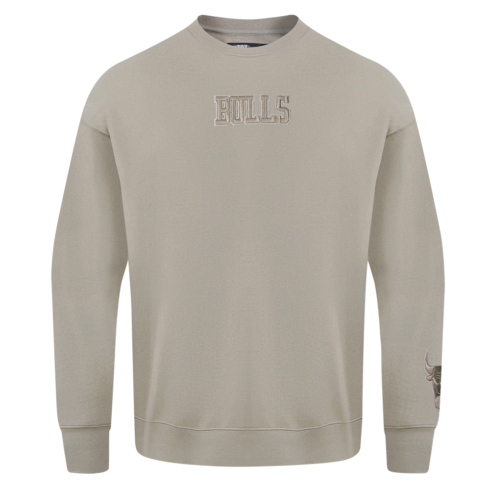 NBA CHICAGO BULLS WINGSPAN MEN'S DROP SHOULDER FLEECE CREWNECK (TAUPE)