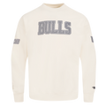 NBA CHICAGO BULLS REVERSE FRENCH TERRY MEN'S DROP SHOULDER FLC CREWNECK (EGGSHELL)