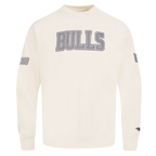 NBA CHICAGO BULLS REVERSE FRENCH TERRY MEN'S DROP SHOULDER FLC CREWNECK (EGGSHELL)