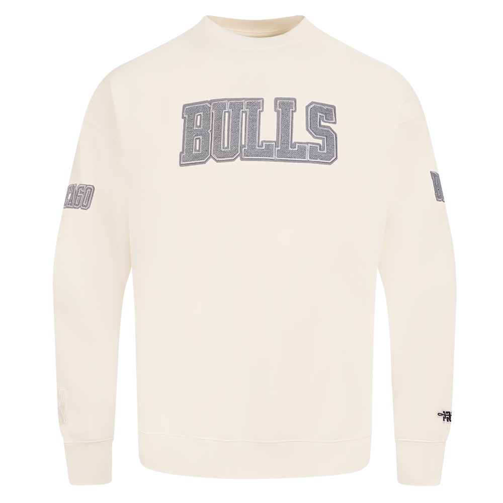 NBA CHICAGO BULLS REVERSE FRENCH TERRY MEN'S DROP SHOULDER FLC CREWNECK (EGGSHELL)