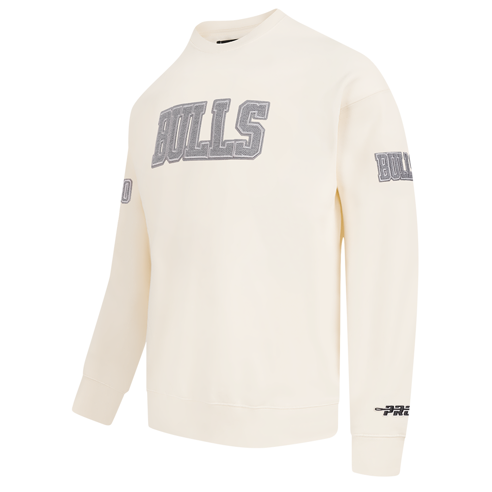 NBA CHICAGO BULLS REVERSE FRENCH TERRY MEN'S DROP SHOULDER FLC CREWNECK (EGGSHELL)