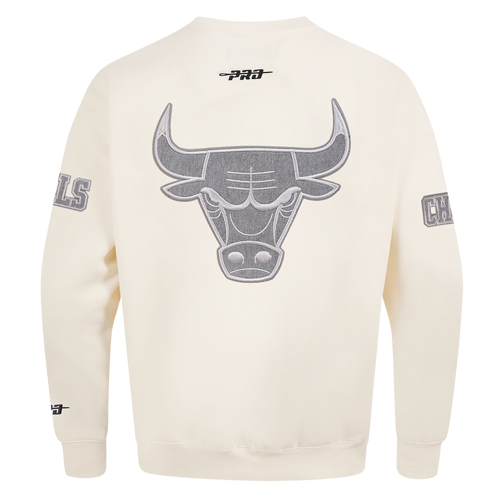 NBA CHICAGO BULLS REVERSE FRENCH TERRY MEN'S DROP SHOULDER FLC CREWNECK (EGGSHELL)