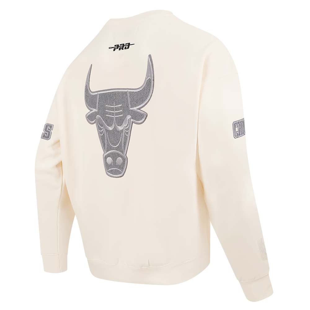 NBA CHICAGO BULLS REVERSE FRENCH TERRY MEN'S DROP SHOULDER FLC CREWNECK (EGGSHELL)