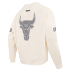 NBA CHICAGO BULLS REVERSE FRENCH TERRY MEN'S DROP SHOULDER FLC CREWNECK (EGGSHELL)