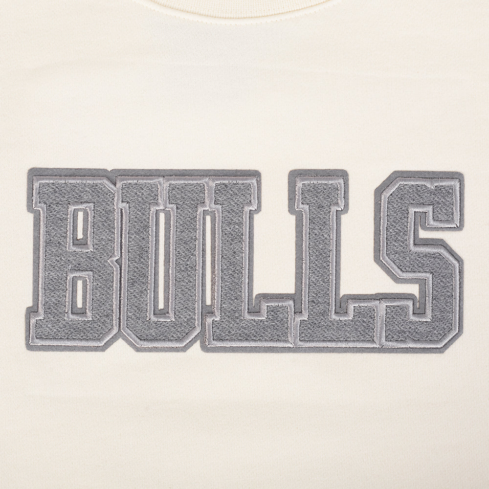 NBA CHICAGO BULLS REVERSE FRENCH TERRY MEN'S DROP SHOULDER FLC CREWNECK (EGGSHELL)