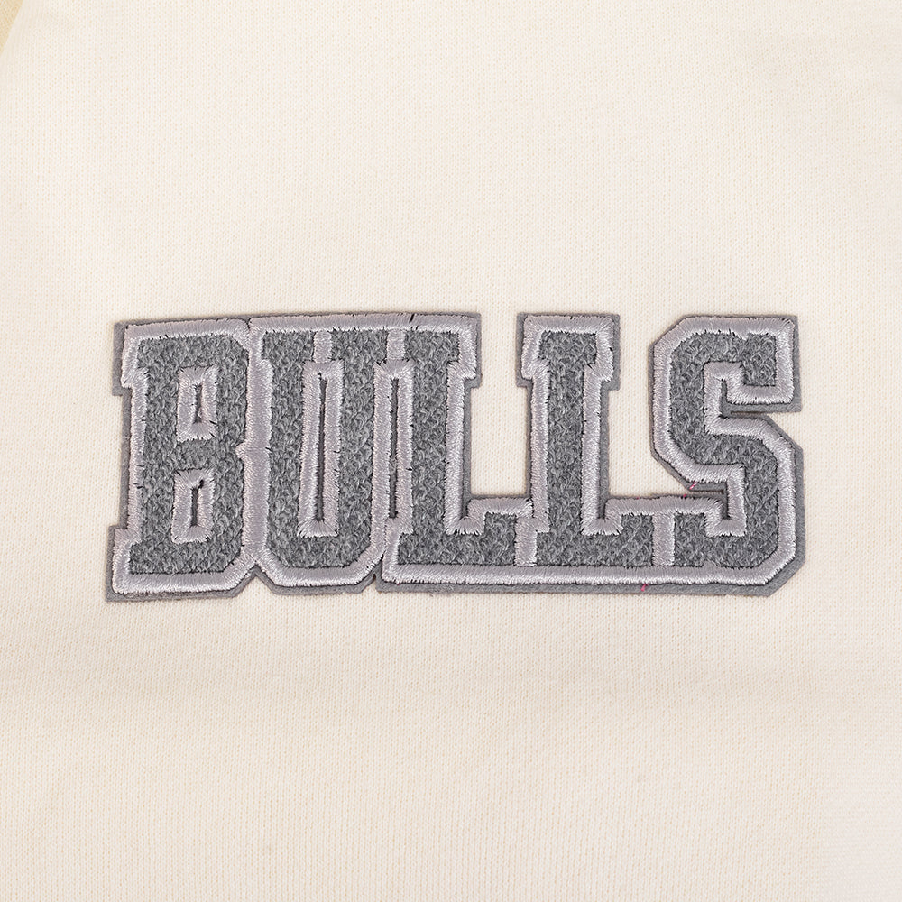 NBA CHICAGO BULLS REVERSE FRENCH TERRY MEN'S DROP SHOULDER FLC CREWNECK (EGGSHELL)