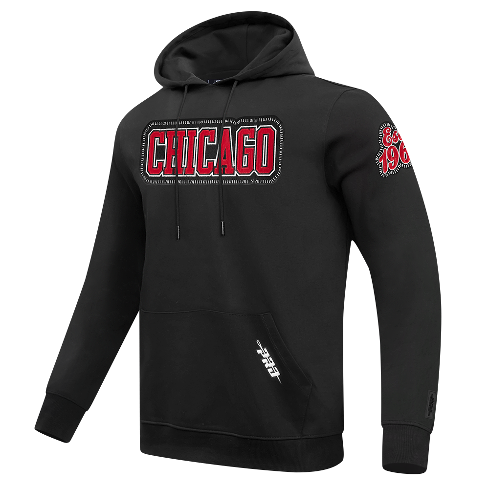NBA CHICAGO BULLS DIY PICK STITCH MEN'S DOUBLE KNIT PULLOVER HOODIE (BLACK)