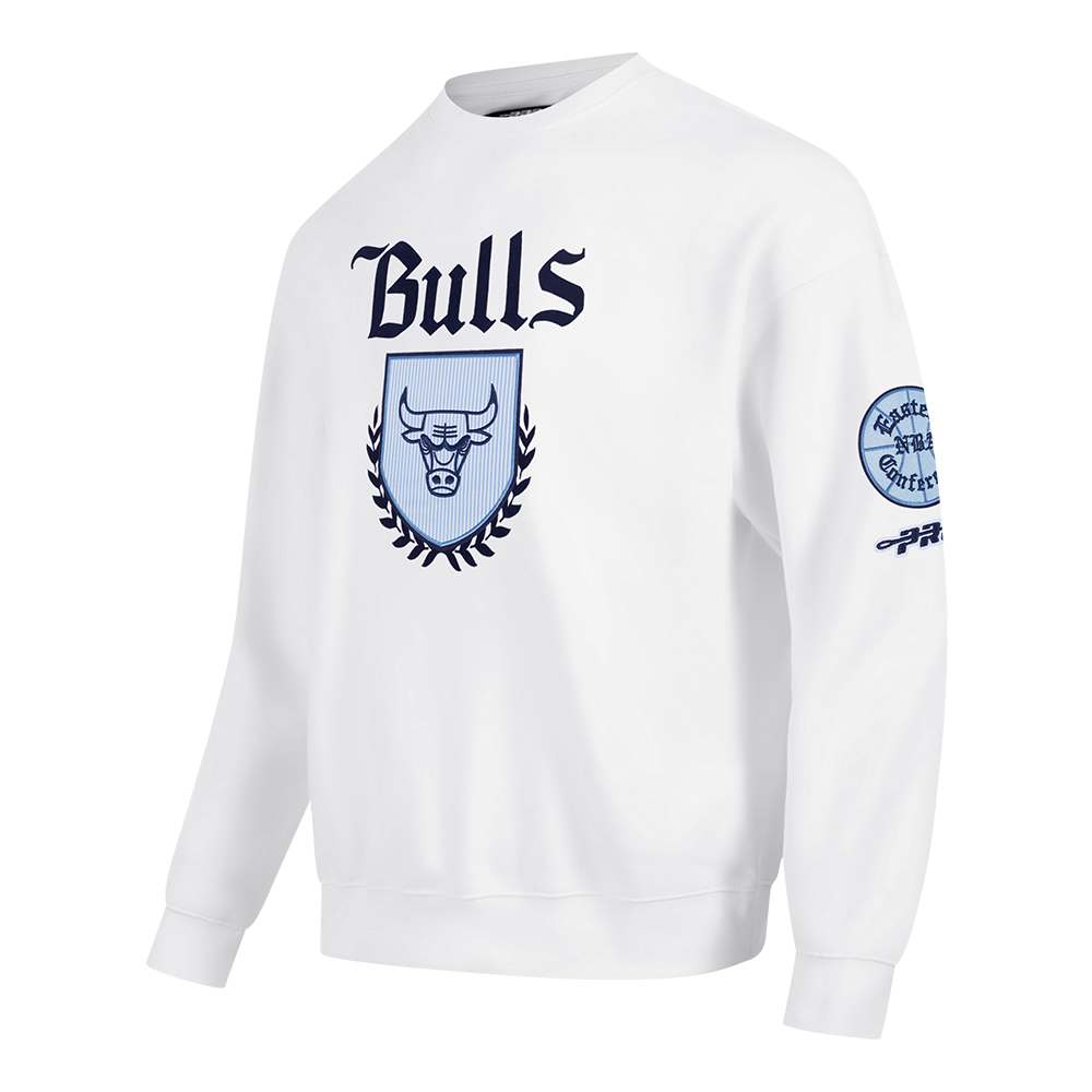 NBA CHICAGO BULLS COUNTRY CLUB MEN'S DROP SHOULDER FLEECE CREWNECK (WHITE)