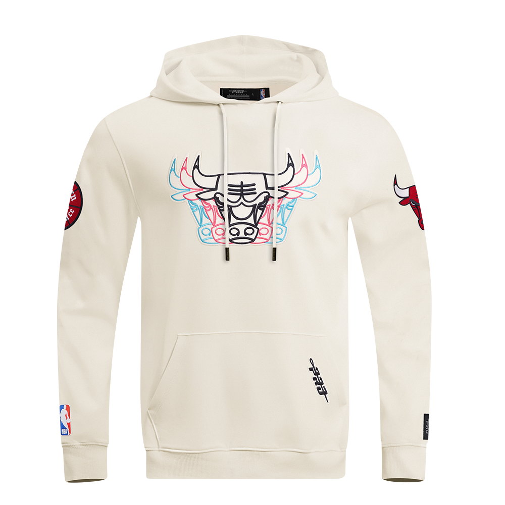 NBA CHICAGO BULLS ECHO LOGO MEN'S FLEECE PULLOVER HOODIE (EGGSHELL)