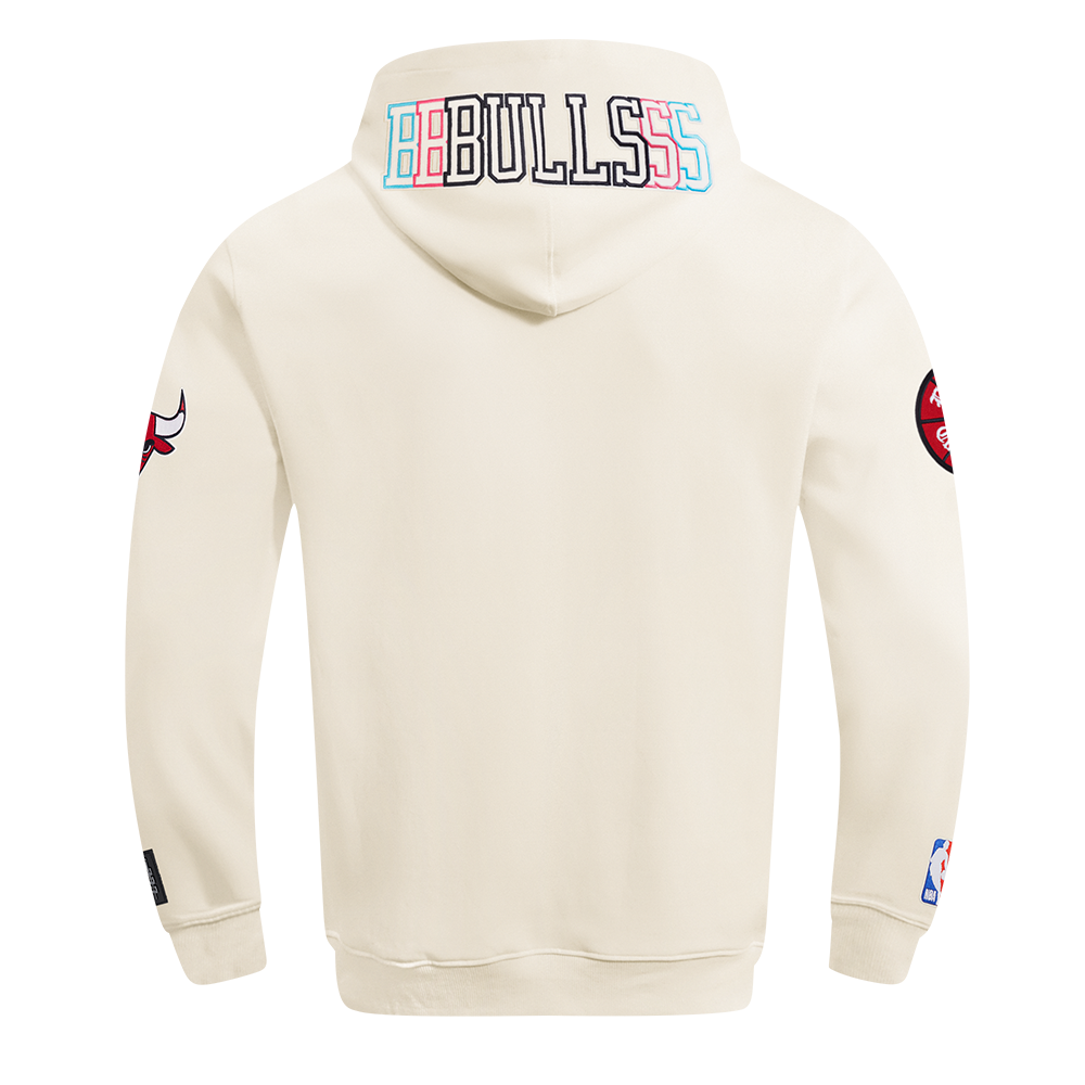 NBA CHICAGO BULLS ECHO LOGO MEN'S FLEECE PULLOVER HOODIE (EGGSHELL)
