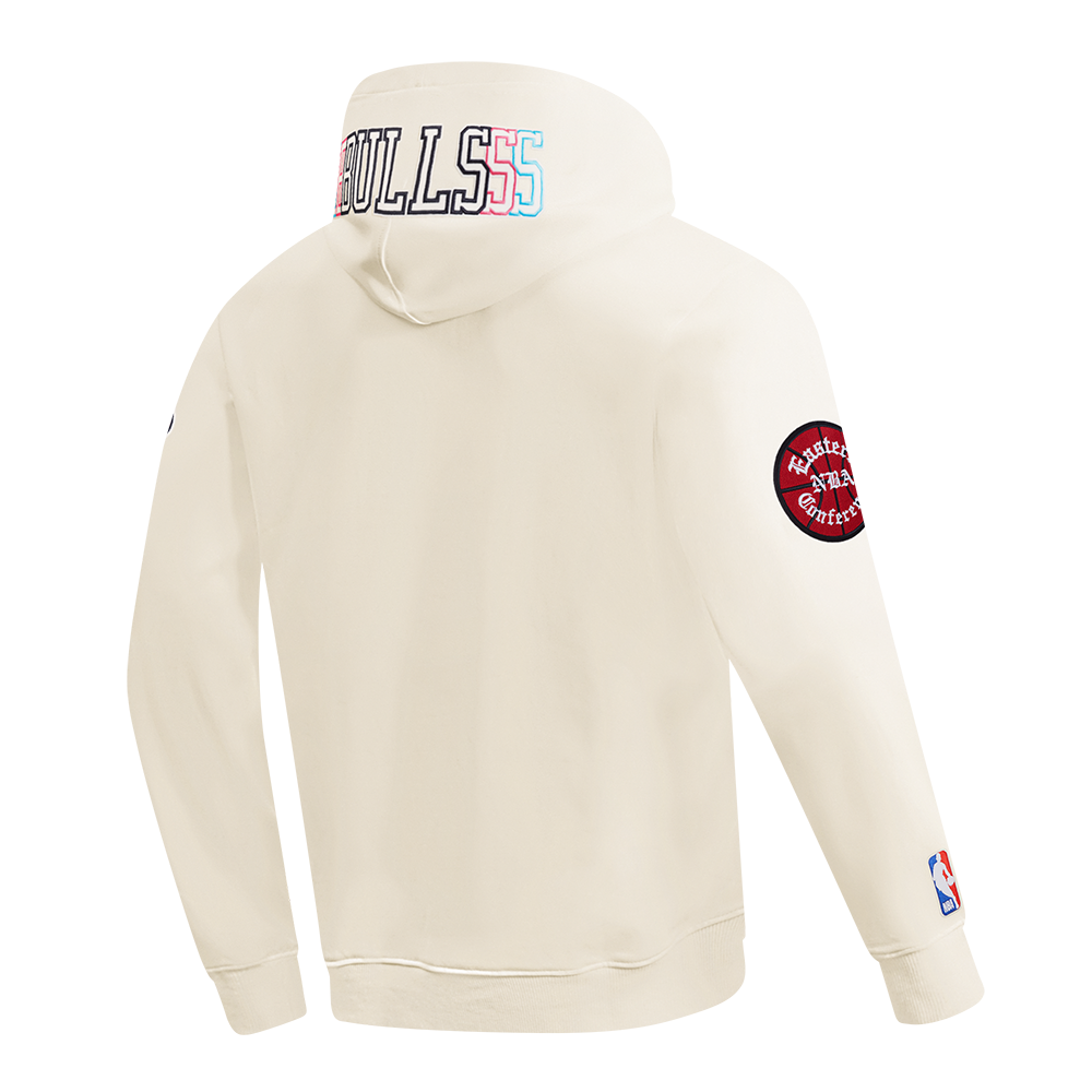 NBA CHICAGO BULLS ECHO LOGO MEN'S FLEECE PULLOVER HOODIE (EGGSHELL)