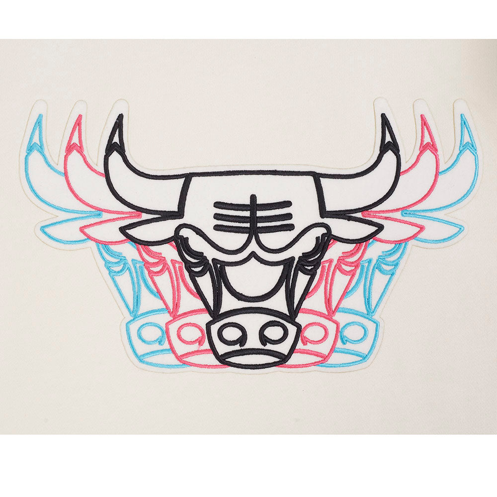NBA CHICAGO BULLS ECHO LOGO MEN'S FLEECE PULLOVER HOODIE (EGGSHELL)