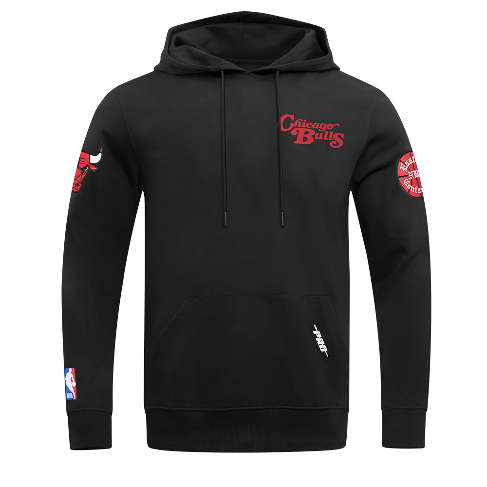 NBA CHICAGO BULLS SOUVENIR MEN'S FLEECE PULLOVER HOODIE (BLACK)