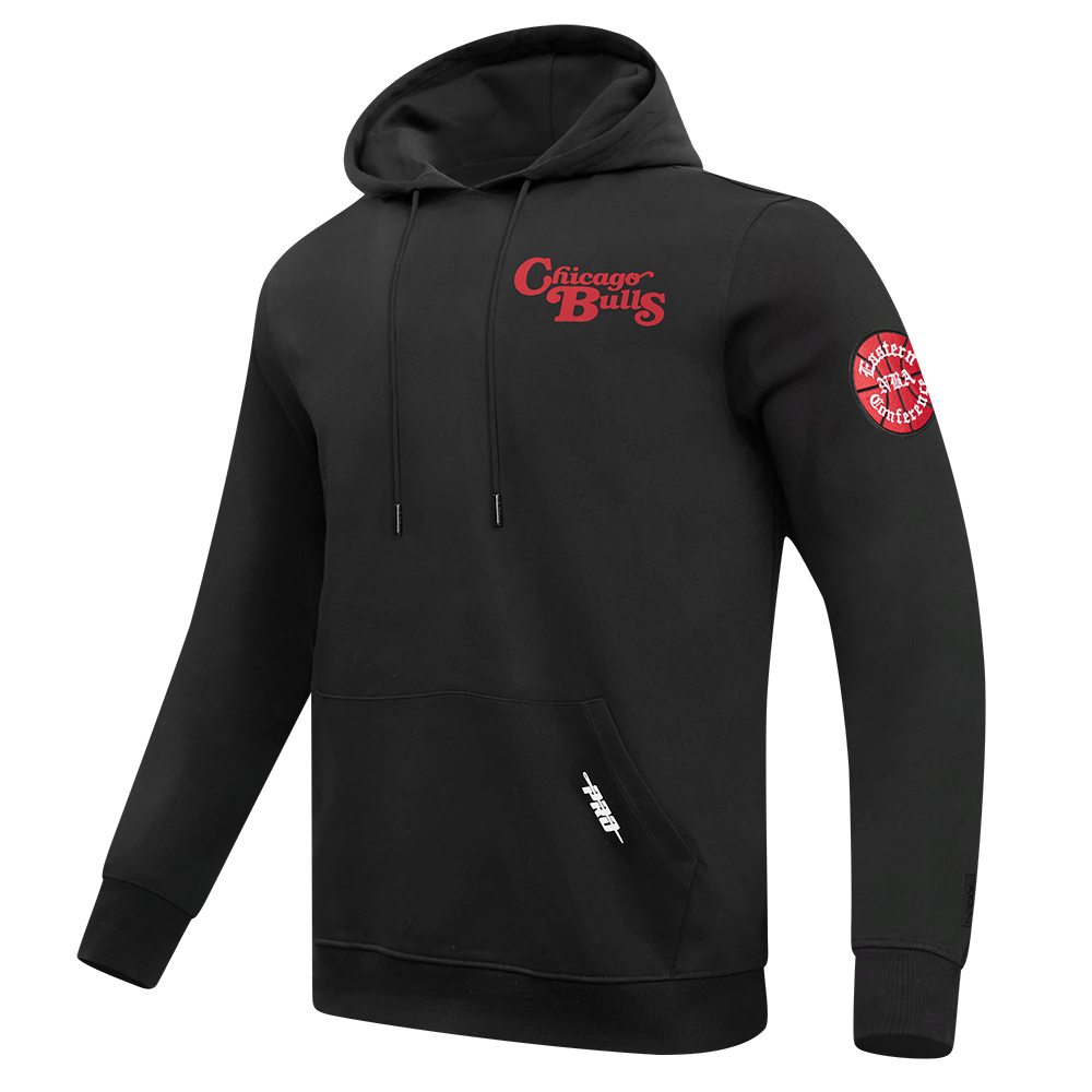 NBA CHICAGO BULLS SOUVENIR MEN'S FLEECE PULLOVER HOODIE (BLACK)